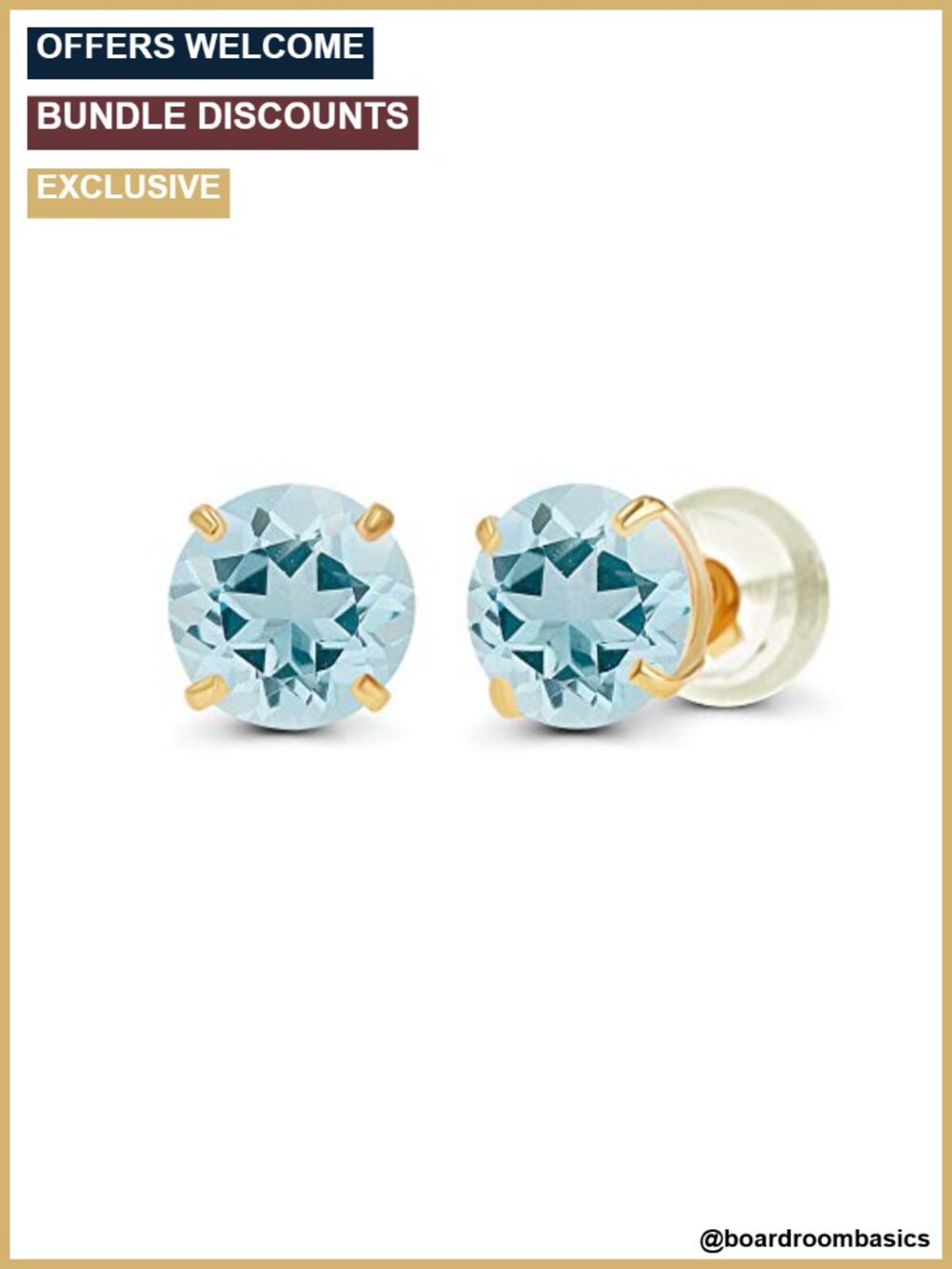 14K Solid Gold 4mm Round Genuine Gemstone Birthstone Stud Earrings
